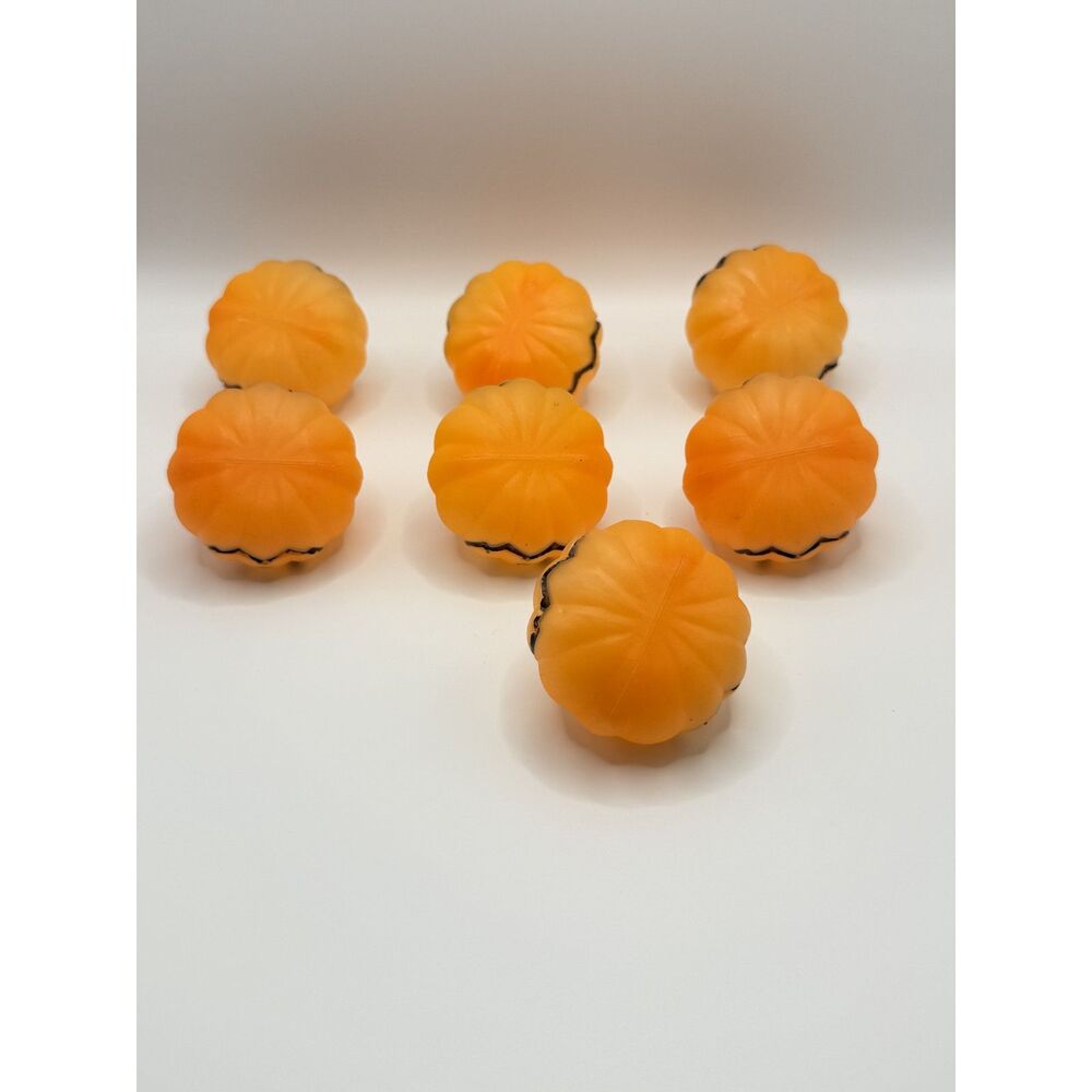 Vintage Halloween Blow Mold Pumpkin String Light Covers Lot of 7 Jack-O-Lantern - Picture 5 of 6